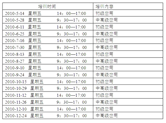 世紀星組態(tài)軟件北京總部2010年培訓計劃